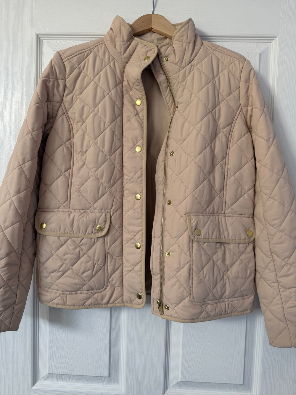 J. Crew Quilted Puff Jacket in cream/tan